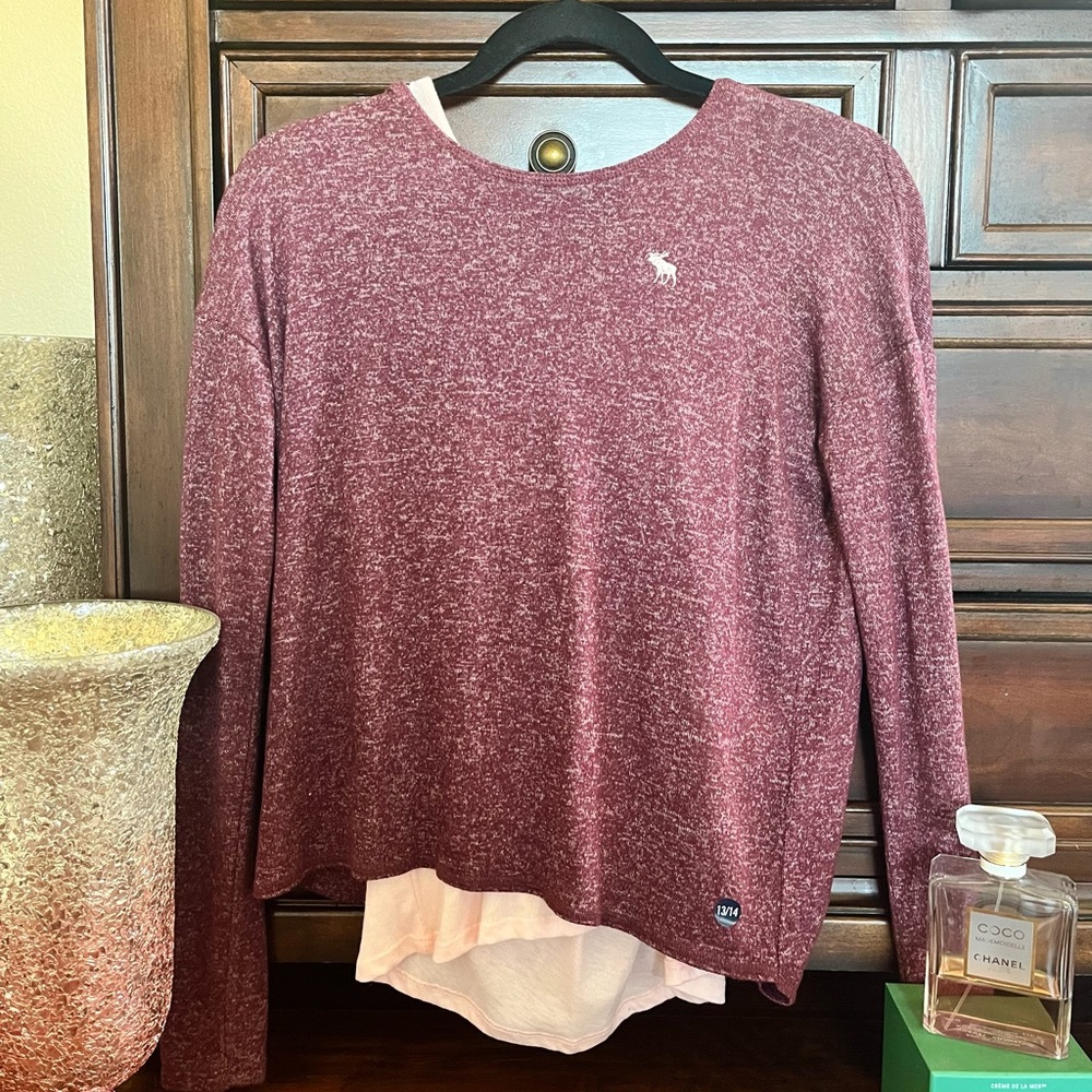 NEW Abercrombie Kids Maroon Long Sleeve with Pink Razorback Tank Top